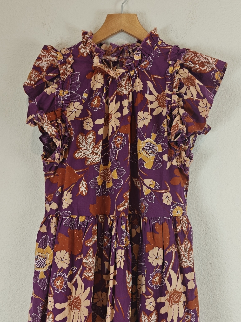 House of Harlow 1960 Romantic Floral Cotton Mini Dress Flutter Sleeve Pockets S - Picture 4 of 13